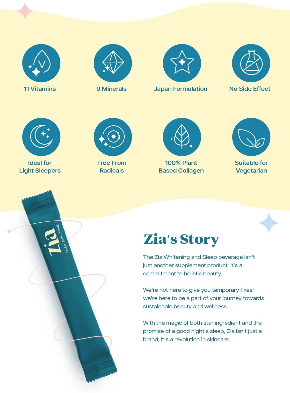 Zia Sleep Whitening Vegan Plant Based Collagen Drink (Japan Formulated)